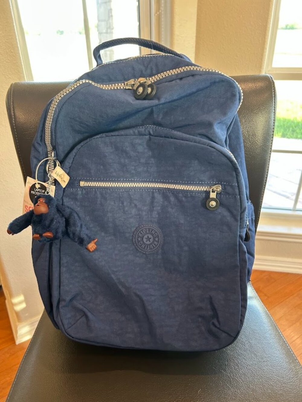 NWT Kipling Seoul Large Laptop Backpack Ink Blue 17" School Travel